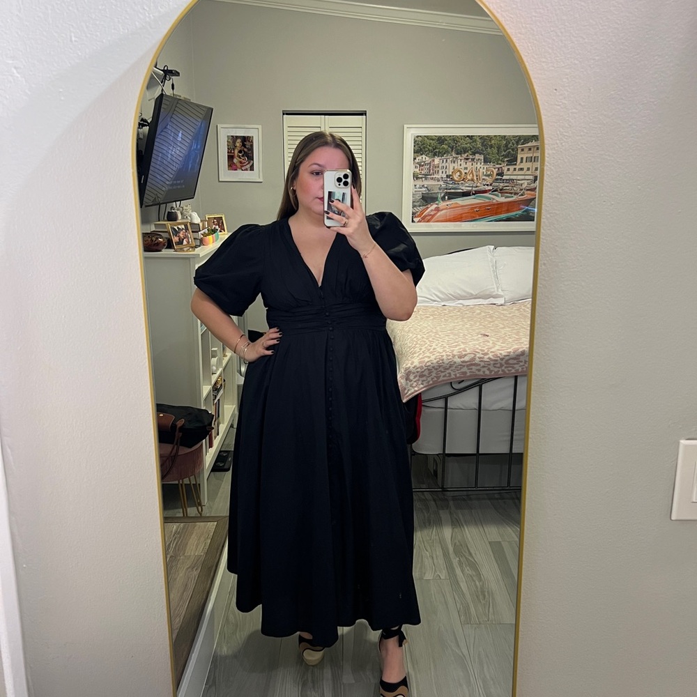 Anthropologie The Katerina Button-Front Dress in Black